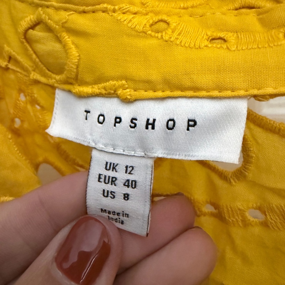 Topshop Yellow Eyelet Button Down Shirt - Picture 7 of 7
